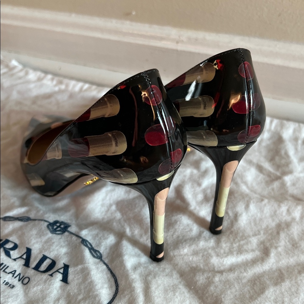 Prada Lipstick Patent Leather Heel Pumps RARE - Picture 7 of 10